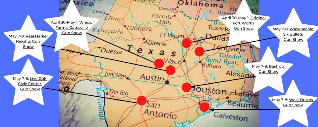 upcoming Texas gun shows with map